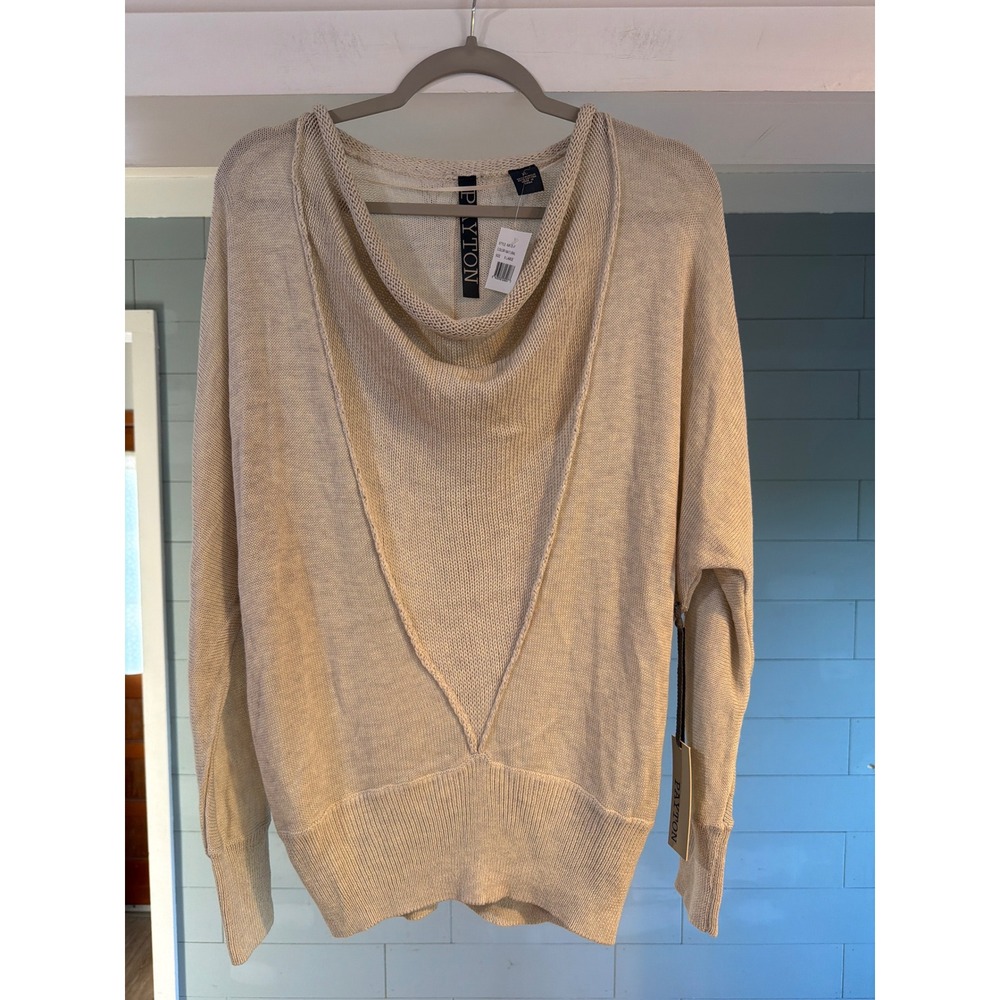 Payton Kate-P Natural Beige Cowl Neck Dolman Sleeve Knit Sweater XL NWT